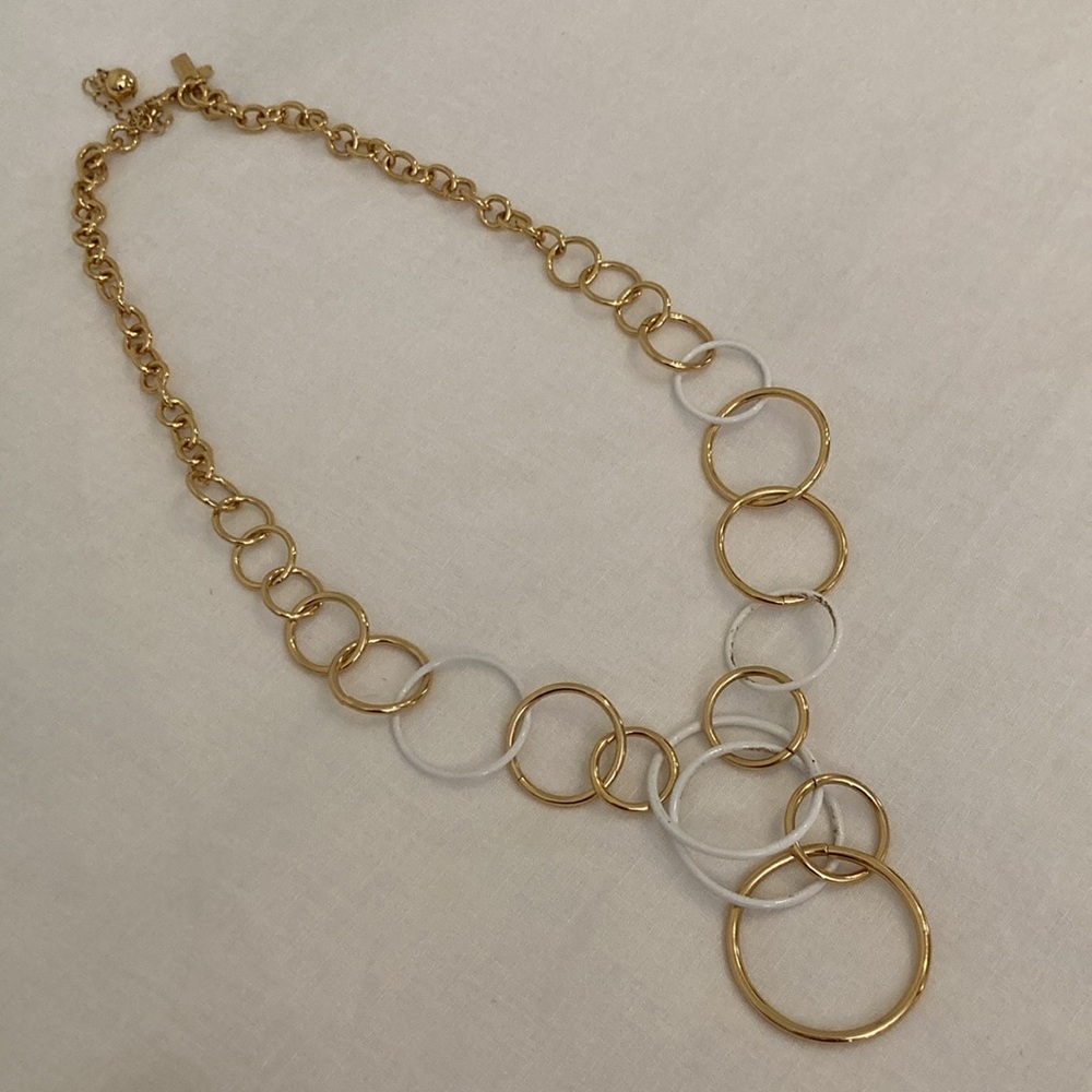 Kate Spade long Intertwined circle gold white necklace